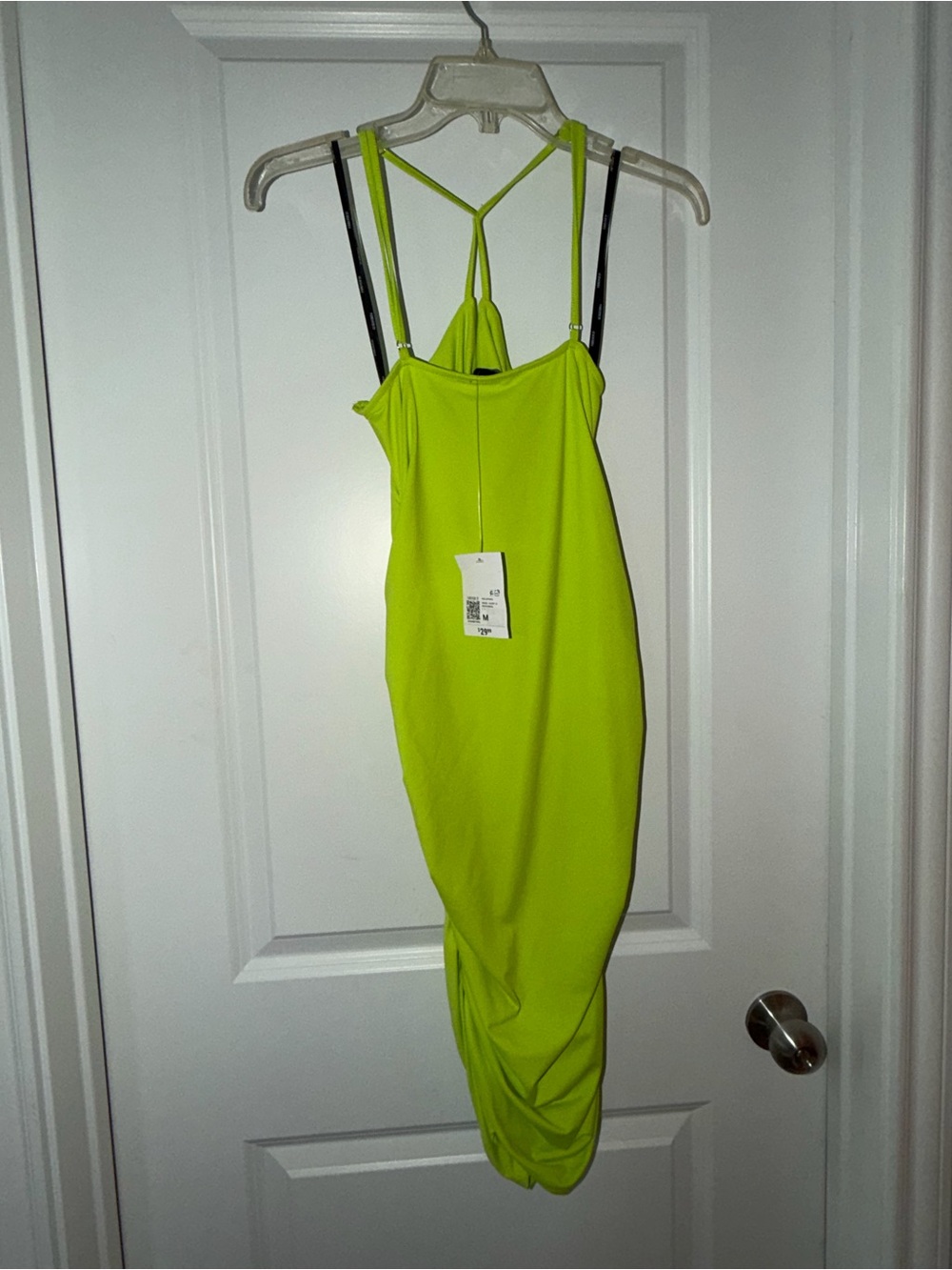 Neon Lime Ruched Strappy Dress - Picture 2 of 2